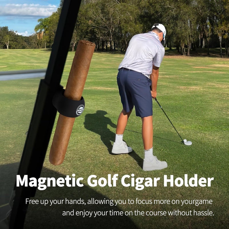 ROWFEN Cigar Holder - Cigar Holder for Golf Cart - Cigar Stand Made with Premium Silicone and Magnetic Design Simple and Stylish, Cigar Accessories Engineered for The Professional Golfer (Black) - Image 2
